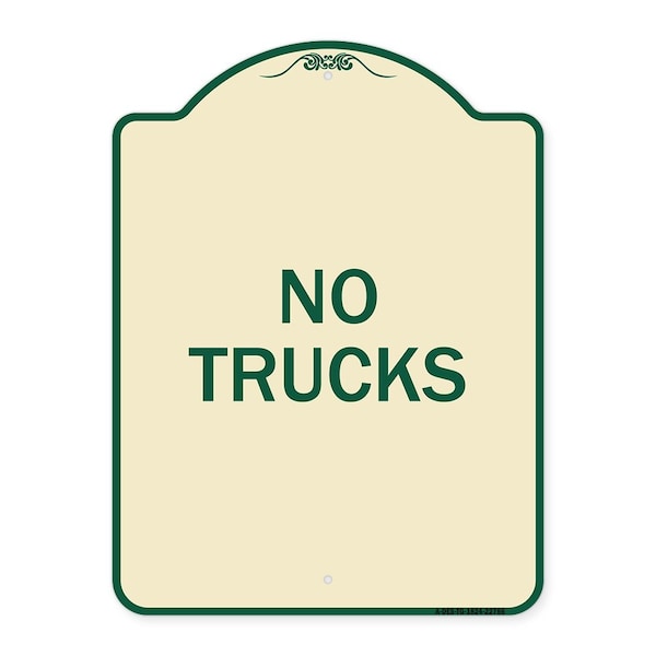 Designer Series Truck No Trucks, Tan & Green Heavy-Gauge Aluminum Sign, 24" x 18", TG-1824-22786